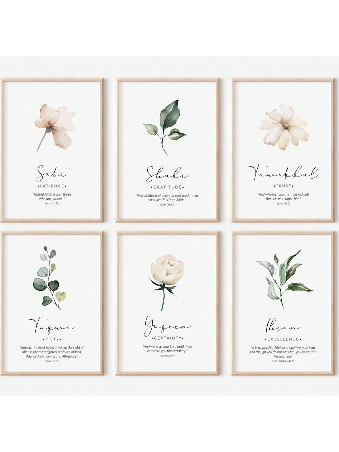 Elevate your space with this Modern Unframed Islamic Wall Art Set, featuring inspiring canvas prints adorned with delicate watercolor flowers. Designed for both home and office environments, these artworks blend spiritual motifs with contemporary aesthetics, creating a serene and uplifting atmosphere. The unframed format allows for versatile display options, making it easy to complement various interior styles while adding a touch of elegance and inspiration.