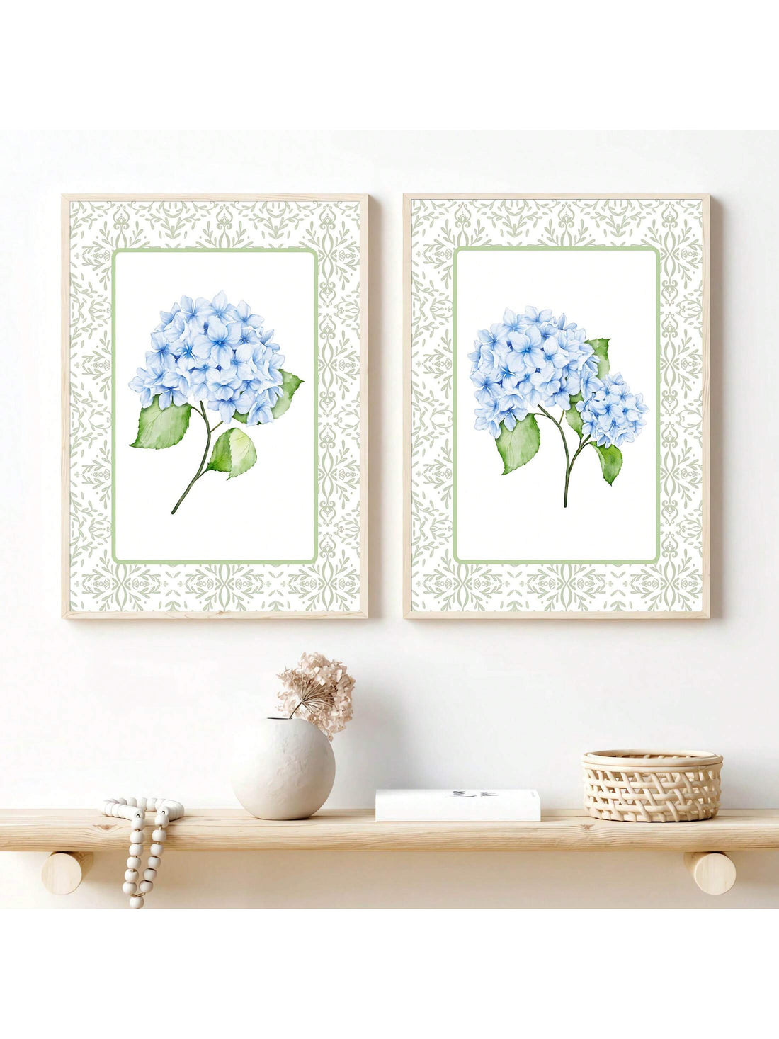 Elevate your coastal-inspired interiors with this set of two unframed canvas prints featuring delicate blue hydrangea blooms. These art pieces bring a serene, natural touch to any room, enhancing your décor with subtle color and botanical elegance. Their unframed design allows for versatile display options, making them ideal for personalized styling in living spaces, bedrooms, or offices. Crafted to complement a coastal aesthetic, these prints offer a refined way to introduce floral charm without overwhelmi