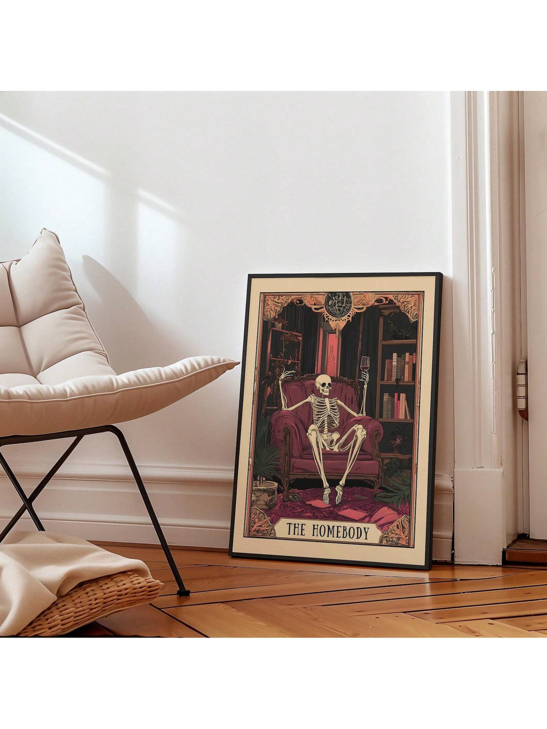 Elevate your space with the Spooky Nerd Tarot Skull Wall Art, a striking frameless poster that blends gothic aesthetics with a touch of geek culture. This detailed design captures the mystique of tarot symbolism paired with a skull motif, perfect for adding an expert-curated edge to your home decor. Its frameless style offers a modern, clean look that complements any room, making it an ideal choice for enthusiasts of dark, intellectual art. Durable and visually captivating, this piece transforms your walls 