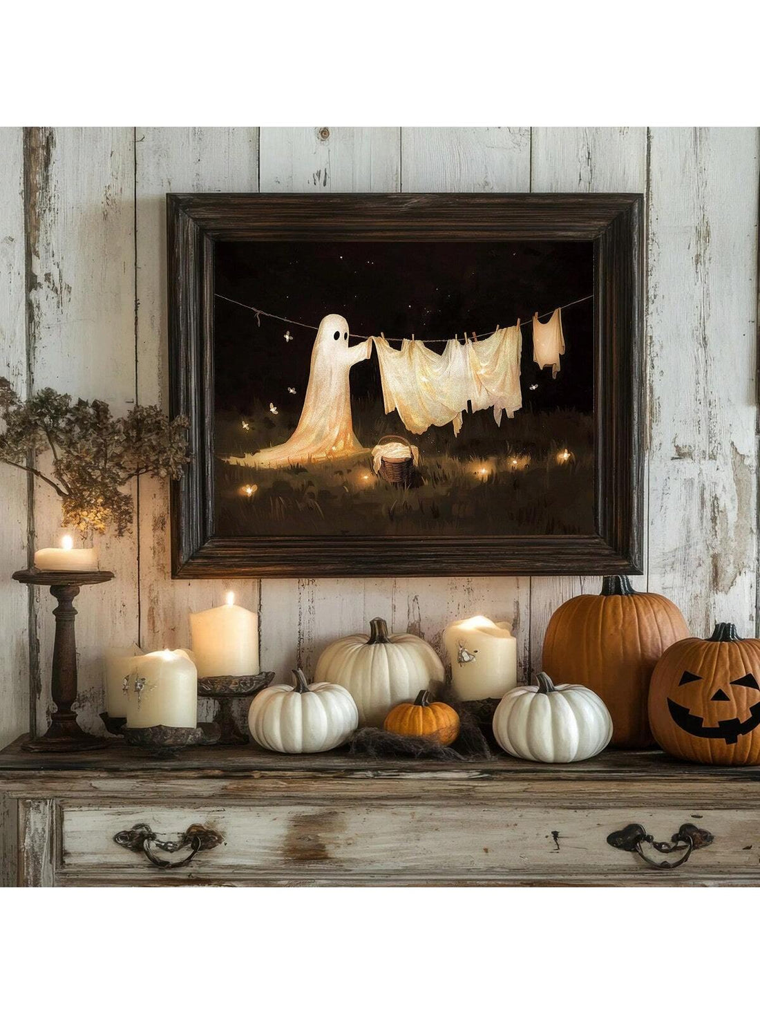 Add a touch of vintage charm to your Halloween décor with this Ghost Print Canvas Wall Art. Designed for easy hanging, it’s perfect for laundry rooms, hallways, or any space needing a subtle seasonal accent. The classic ghost illustration brings nostalgic Halloween spirit without overwhelming your existing style, making it an expert choice for tasteful holiday decoration. Durable canvas ensures lasting quality year after year.
