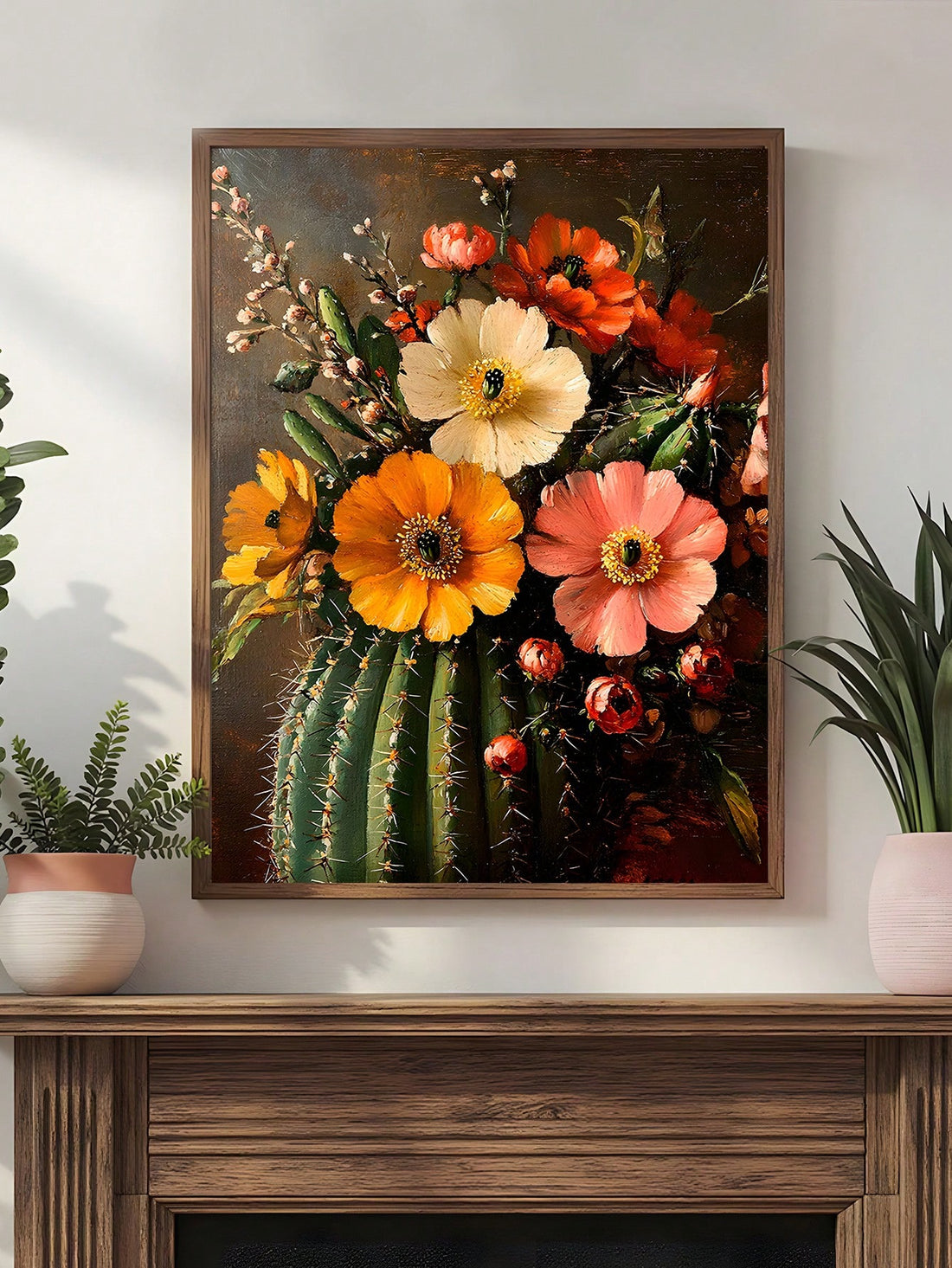 Elevate your space with this Vintage Calla Lily &amp; Cactus Print, perfectly embodying the Dark Academia aesthetic. The moody floral design combines classic botanical elements with a subtle edge, ideal for creating an intellectual and contemplative atmosphere. Printed on high-quality material, this wall art adds depth and character to any room seeking a refined, vintage-inspired touch.