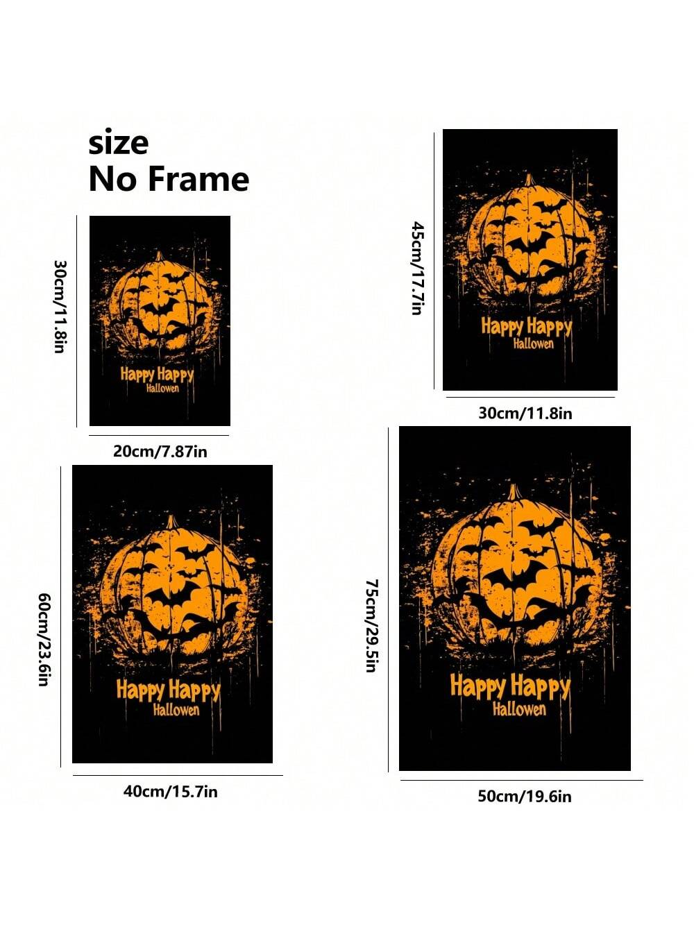 Elevate your seasonal décor with this Modern Halloween Pumpkin &amp; Bat Wall Art Poster. Crafted on waterproof canvas, it offers durability and vibrant color retention, perfect for both home and office settings. Its contemporary design blends festive charm with a sleek aesthetic, making it an ideal statement piece that withstands humidity and wear. Easy to hang and maintain, this wall art adds a sophisticated Halloween touch to any space.