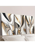Elevate your living space with this elegant trio of abstract canvas art, featuring modern gold thread accents that add a refined touch of luxury. Each piece showcases intricate textures and contemporary design, perfect for enhancing sophisticated interiors. Crafted to complement a variety of decor styles, this set brings a harmonious blend of artistry and opulence to your home.