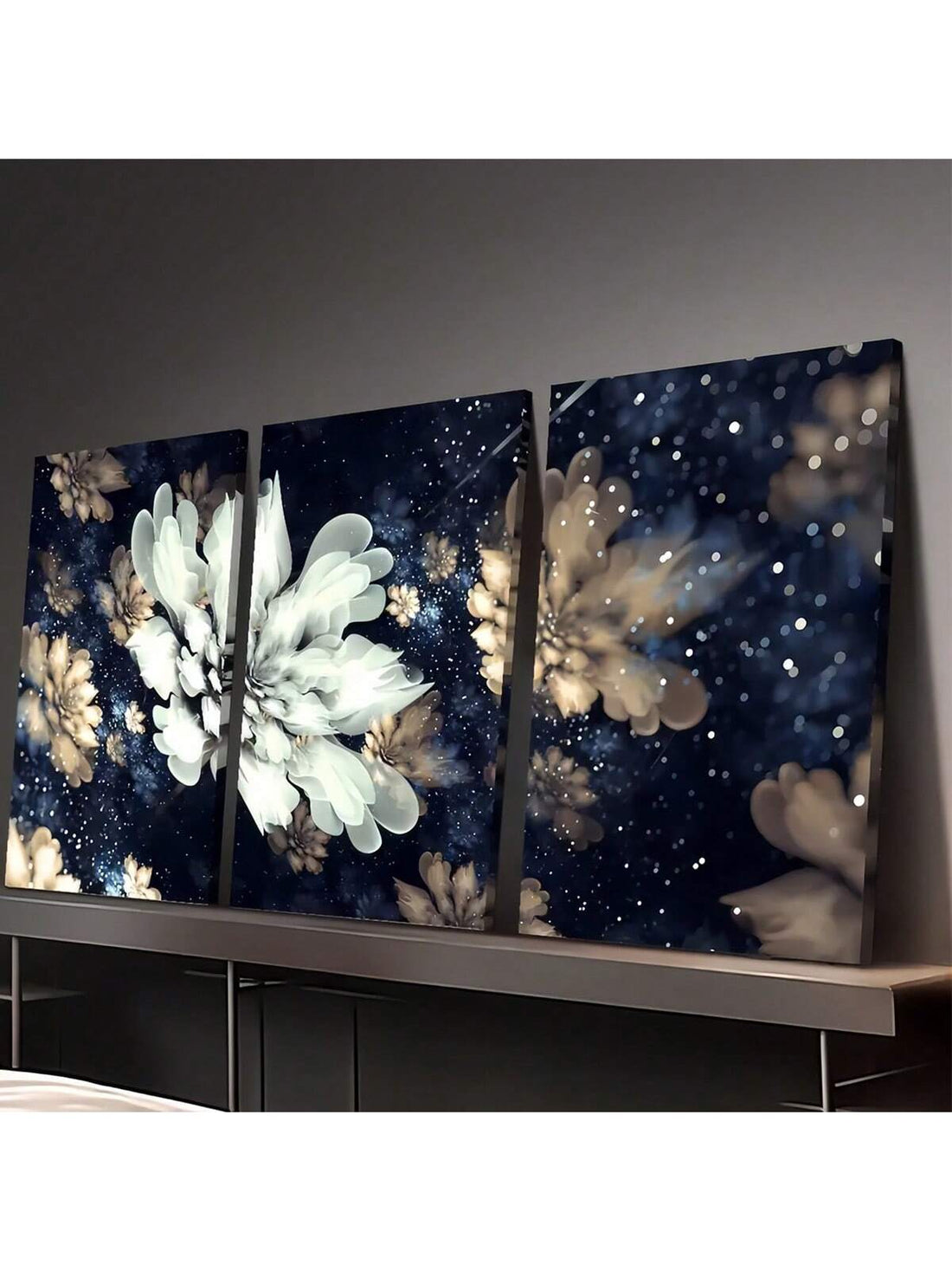 Elevate your living space with this Elegant White Flower Canvas Art Set, featuring three abstract panels that bring a sophisticated touch to modern home décor. Each piece showcases delicate white floral designs that harmonize effortlessly with contemporary interiors. Available with an optional framing service, this set offers a polished finish that enhances visual appeal and protects your artwork. Ideal for adding subtle elegance and a serene atmosphere to any room.