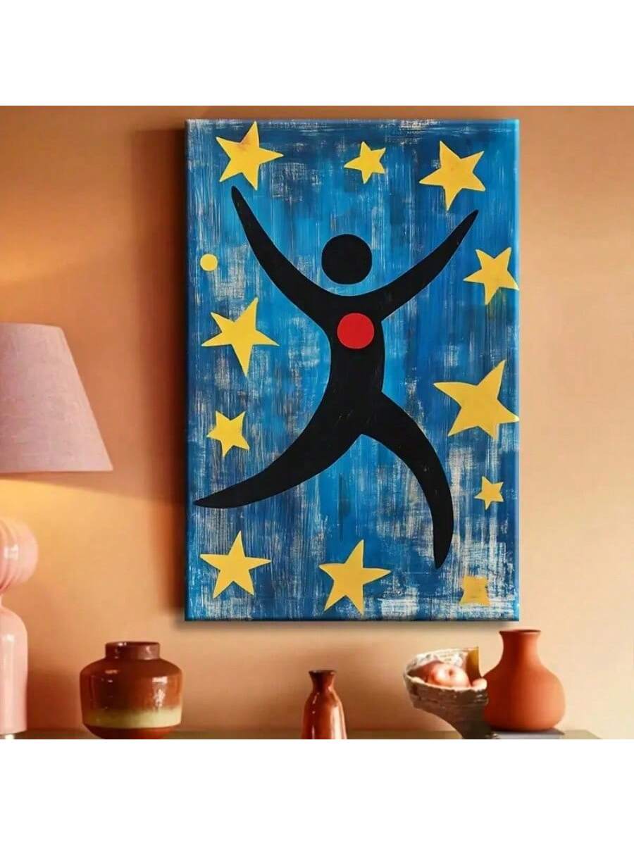 Elevate your space with this Vibrant Abstract Human Star Canvas Art, featuring a bold black silhouette that commands attention. Perfect for stylish living rooms and dorms, this piece adds a modern, dynamic touch to any wall. Crafted to inspire and energize, it seamlessly blends contemporary design with artistic expression, making it an ideal focal point for sophisticated interiors.