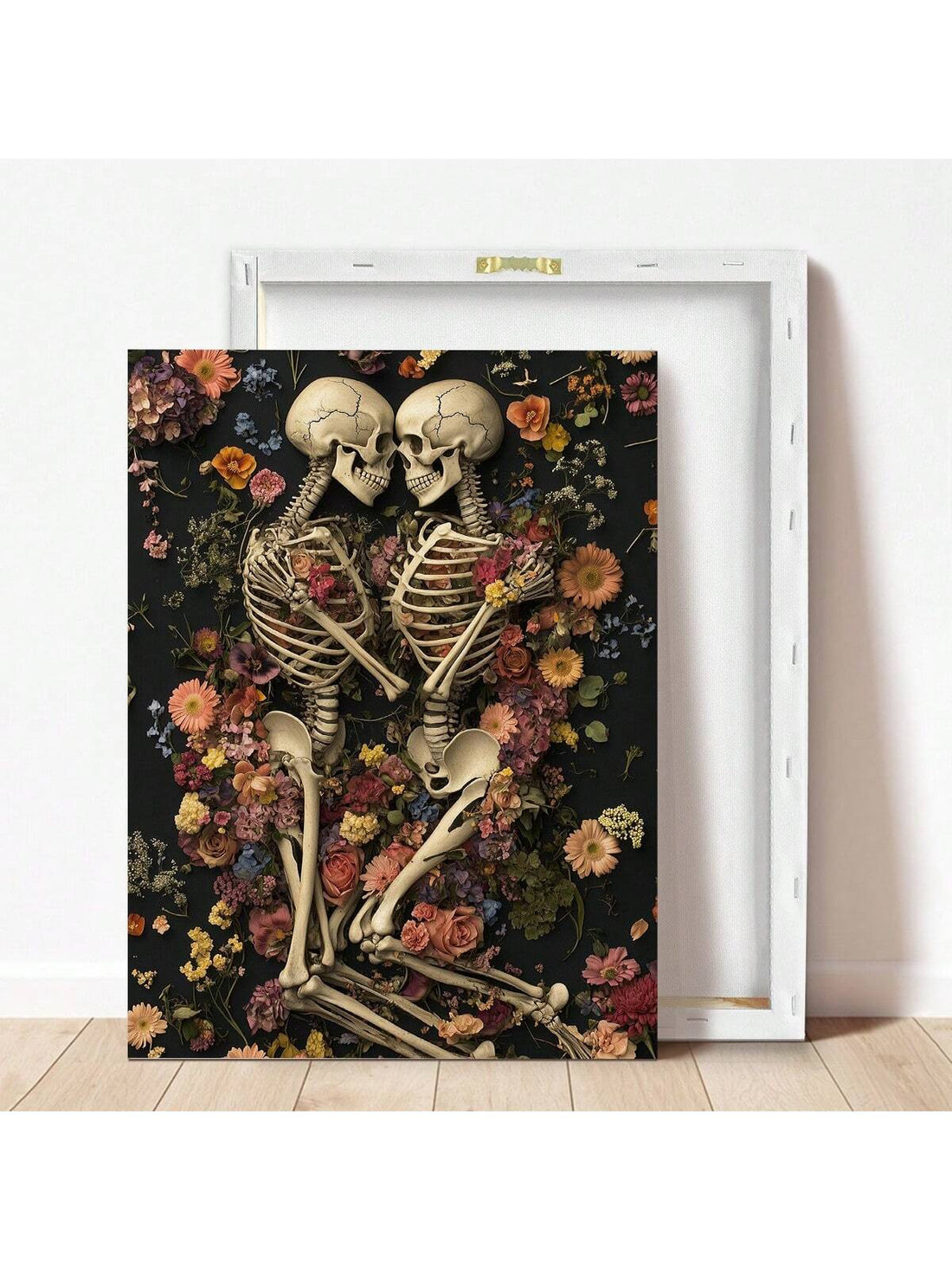 This Colorful Floral Skull Art Print combines gothic elegance with vibrant floral motifs, creating a striking focal point for any space. Printed on high-quality canvas and framed for durability, it perfectly complements romantic fall and Halloween aesthetics. Ideal for those seeking a unique blend of dark and lively decor, this piece adds depth and seasonal charm to your walls with expert craftsmanship and vivid detail.