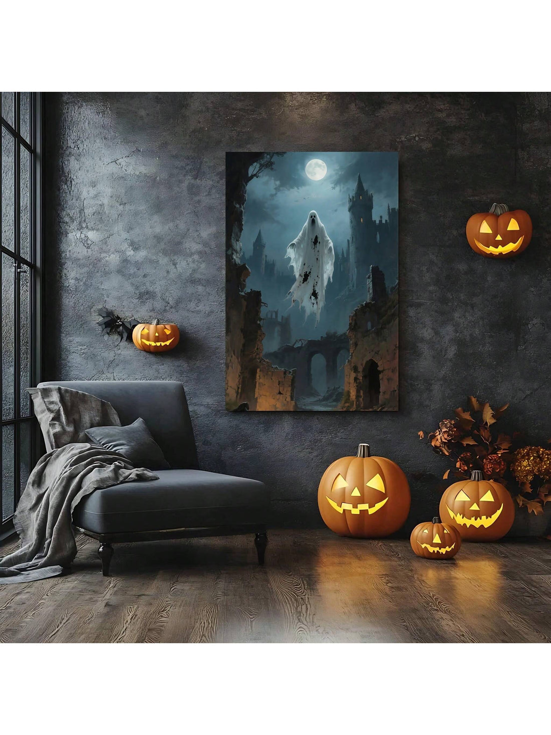 Elevate your Halloween décor with this Enchanting Ghosts &amp; Spirits Canvas Art. Designed without a frame for a sleek, modern look, it brings a subtle yet captivating supernatural ambiance to any home or office space. Crafted to blend seamlessly with contemporary interiors, this canvas art adds a sophisticated touch to your seasonal decorations while maintaining an air of mystery and elegance. Perfect for those seeking a refined Halloween aesthetic that balances festive spirit with modern design.