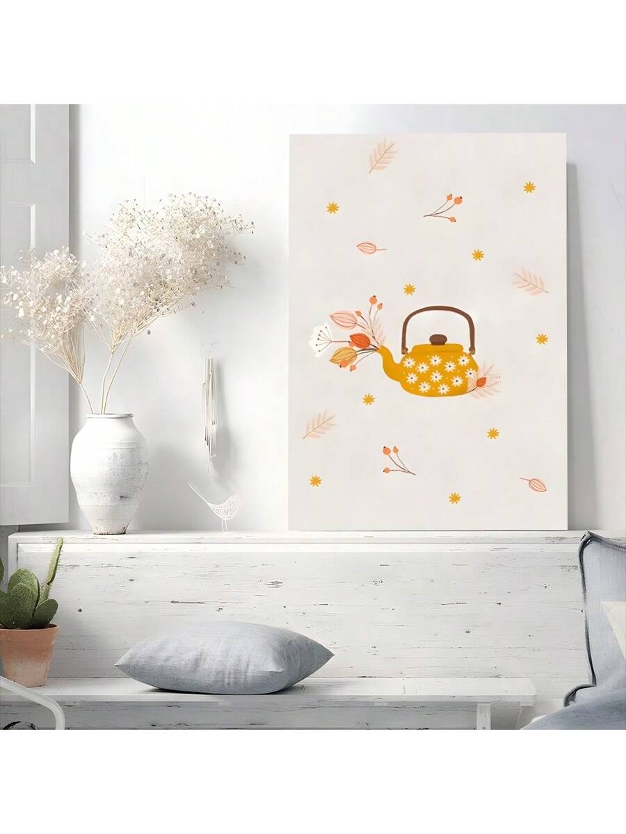 Elevate your kitchen or living room with this Charming Cottagecore Teapot Art Print. Featuring delicate floral motifs on a high-quality canvas, this wall decor piece brings a touch of rustic elegance and warmth to any space. Its timeless design complements both traditional and modern interiors, making it an ideal choice for those seeking to infuse their home with cozy, nature-inspired charm. Durable and easy to hang, this art print is a refined addition that enhances your living environment with subtle soph