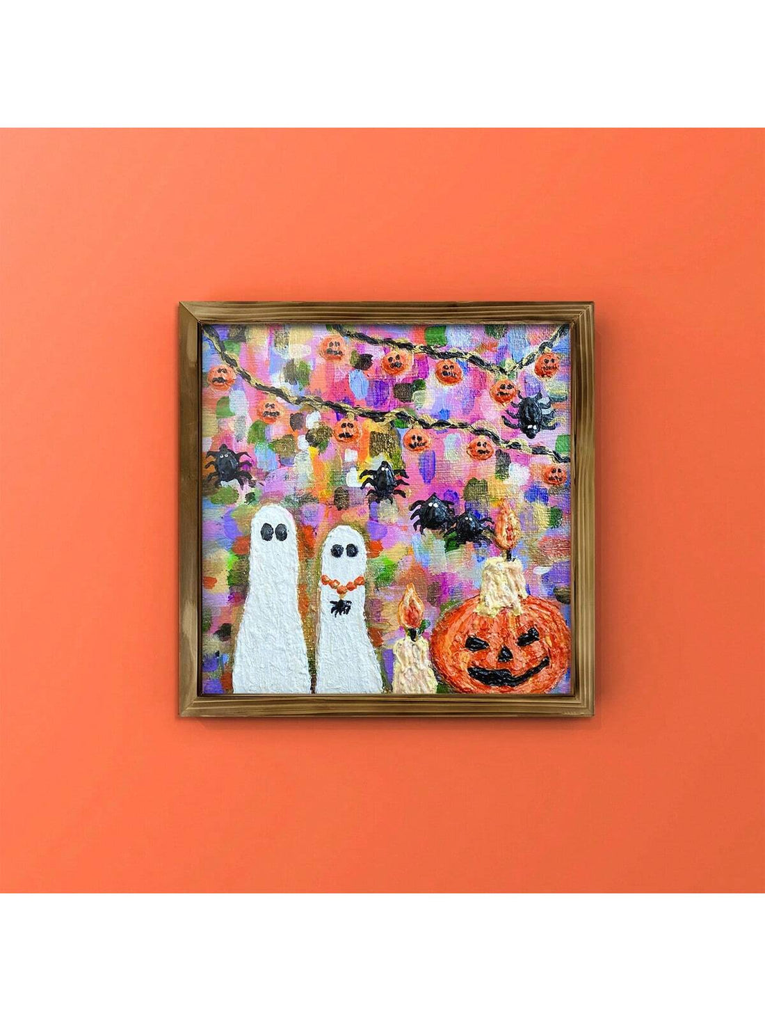 Elevate your Halloween decor with this Spooky Ghost Pumpkin Wall Art, expertly crafted on a high-quality canvas and framed for a polished finish. Its hauntingly stylish design blends eerie charm with seasonal sophistication, making it a perfect centerpiece for any home looking to celebrate the spooky season with subtle elegance. Durable and ready to hang, this piece adds a refined festive touch that lasts year after year.