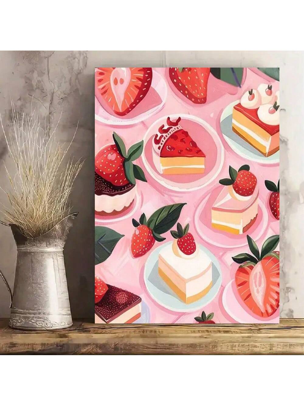 Elevate your kitchen or family room ambiance with this Charming Aesthetic Strawberry Cake Canvas Poster. Featuring a delicate soft pink palette, it adds a subtle yet inviting touch to your decor. Crafted to complement pastel-themed interiors, this canvas print brings a tasteful blend of culinary charm and artistic elegance, making it an ideal choice for enhancing cozy, stylish spaces.