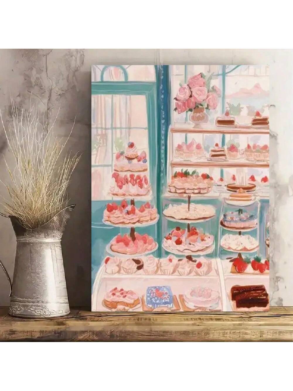Add a touch of sweetness to your home with this expertly crafted framed canvas poster featuring cherry cupcakes and ice cream. Its charming pink tones and detailed bakery imagery create a warm, inviting atmosphere perfect for kitchens, dining areas, or cozy nooks. Durable and elegantly framed, this wall art combines aesthetic appeal with lasting quality, making it an ideal choice for enhancing your home decor with a subtle yet delightful bakery theme.
