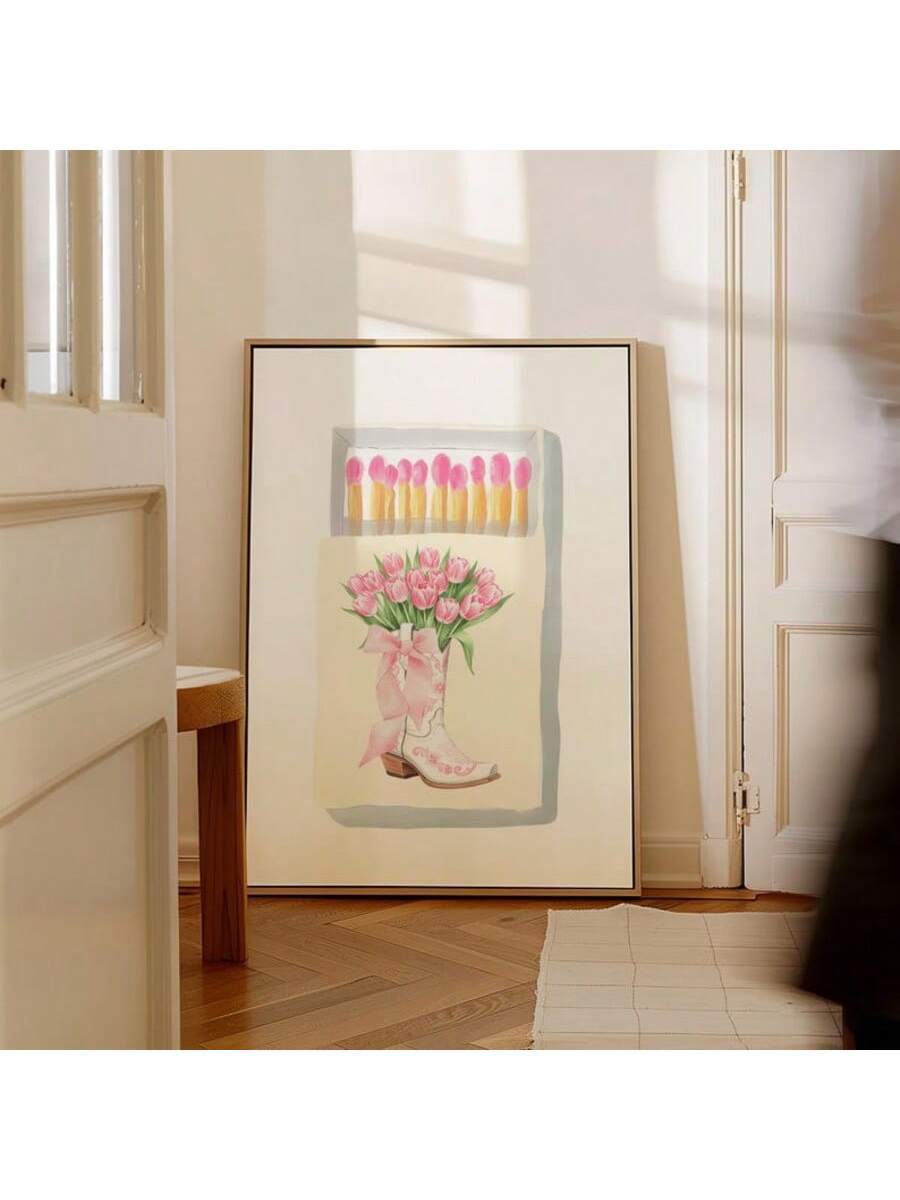 Add a touch of rustic charm with this Pink Cowboy Boots Wall Art, featuring a soft pastel palette that complements any aesthetic bedroom or living room. Printed on high-quality canvas, this piece offers durability and vibrant color retention, making it an ideal accent to elevate your interior decor with subtle Western flair.