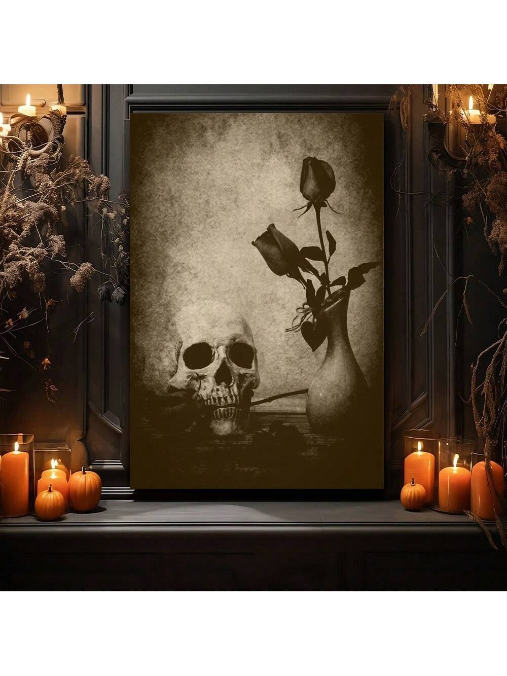 This Retro Black and White Rose Skull Oil Painting combines classic monochrome tones with striking modern design, making it an ideal piece for both home and Halloween decor. The detailed skull motif intertwined with delicate roses adds a sophisticated edge, perfect for creating a bold statement in any room. Crafted on high-quality canvas, this artwork offers durability and a timeless aesthetic that complements contemporary interiors and seasonal themes alike.