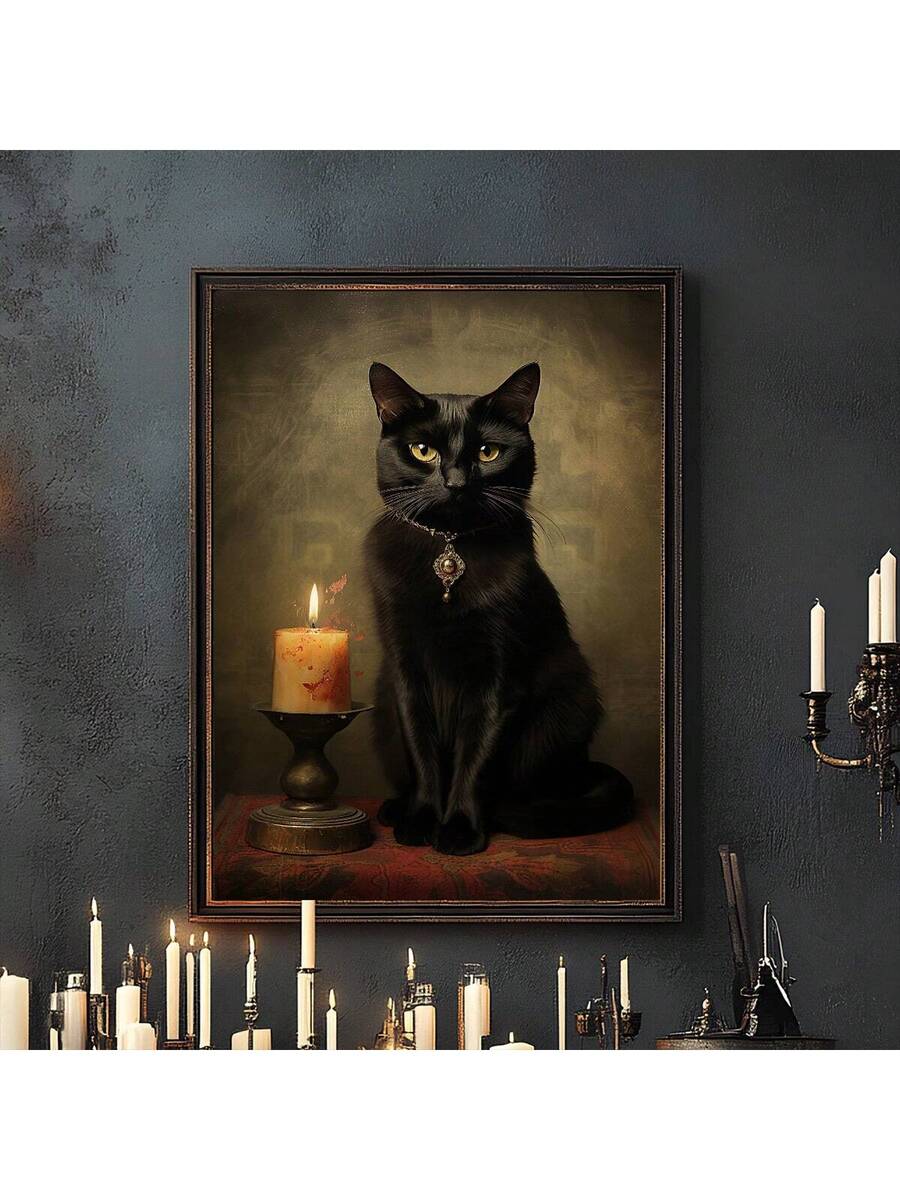 Transform your space with this striking Gothic Black Cat Canvas Wall Art. Featuring a vintage-inspired scary portrait design, this piece brings atmospheric charm to any room. The waterproof canvas construction ensures durability, while the removable design offers flexible decorating options. Perfect for Halloween enthusiasts or those who appreciate dark, moody aesthetics, it works beautifully in dining rooms, offices, or bedrooms. Available in multicolor tones with modern graphic styling, this unframed pain