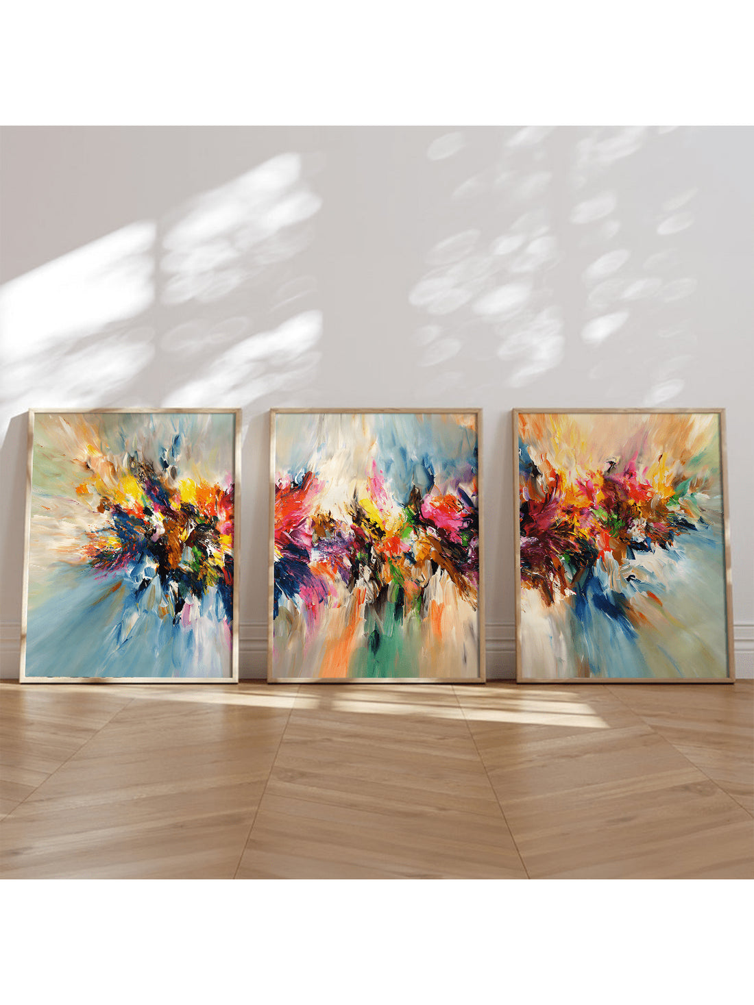 Elevate your living space with this vibrant 3-piece modern wall art canvas set. Featuring abstract designs, each piece brings dynamic color and contemporary style to your home decor. Crafted with high-quality materials, these canvases offer lasting vibrancy and texture, making them a sophisticated choice for enhancing any room’s ambiance. Perfect for those seeking to combine artistic expression with modern elegance.