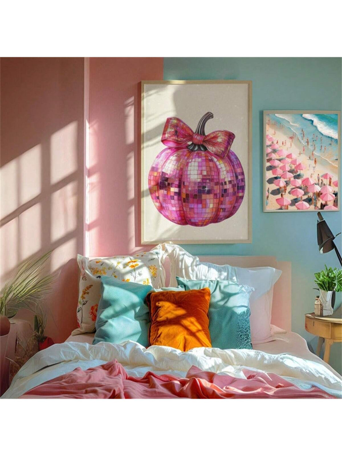 Elevate your Halloween decor with this Chic Pink Disco Pumpkin Canvas Poster. Featuring a unique blend of festive charm and modern style, this artwork adds a sophisticated yet playful touch to any space. Crafted on high-quality canvas, it ensures vibrant colors and lasting durability, making it a perfect statement piece for stylish seasonal decorating. Ideal for those seeking a contemporary twist on traditional Halloween themes.