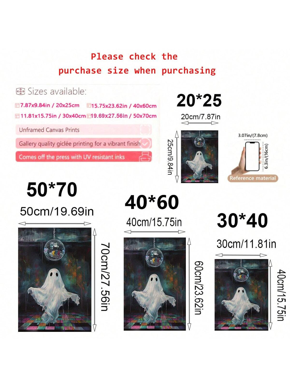 Elevate your Halloween decor with this Charming Halloween Ghost Art Canvas Set, featuring vintage disco ball dance motifs. Perfectly suited for dorm rooms and living spaces, this set blends spooky charm with retro flair, creating a unique ambiance. Crafted for easy display, it adds a sophisticated yet playful touch to your seasonal decorations. Ideal for those seeking expert-level style in festive home accents.