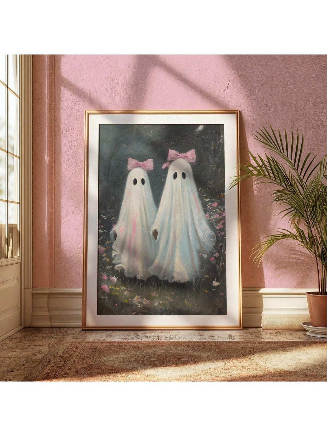 Elevate your seasonal decor with this Charming Ghosts in Flower Field canvas art, blending vintage Halloween charm with subtle elegance. Perfect for both home and office, this piece adds a nostalgic yet whimsical touch to any space. Crafted with attention to detail, it captures a serene field dotted with friendly ghosts, making it an ideal statement for those who appreciate classic Halloween aesthetics with a refined twist. Durable and ready to hang, this artwork seamlessly complements a variety of interior