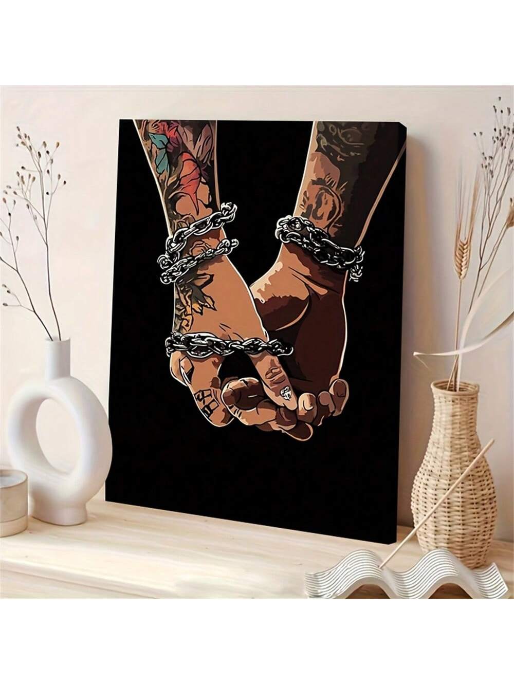 Elevate your interior with the Chic Tattooed Hands Canvas Wall Art, a sophisticated piece designed to add character to living rooms, bedrooms, and workspaces. This artwork combines modern aesthetics with intricate tattoo-inspired details, creating a striking focal point that complements diverse décor styles. Crafted for durability and visual impact, it enhances any space with a unique blend of artistry and contemporary flair.