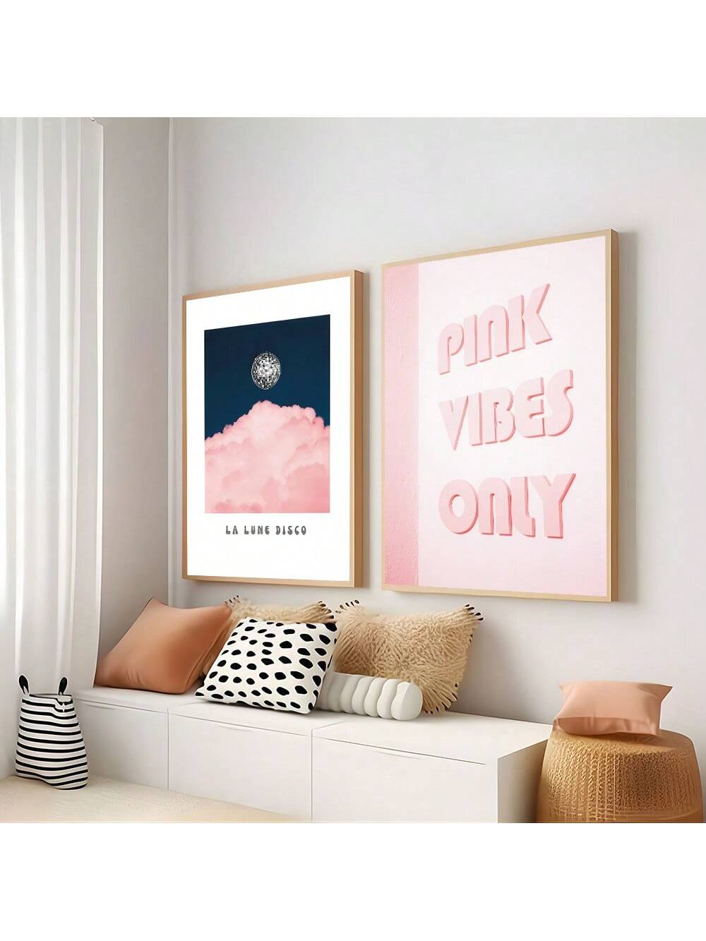 Elevate your living space with these Modern Minimalist Canvas Posters featuring La Lune Disco and Pink Vibes designs. Crafted for a contemporary aesthetic, these artworks bring subtle sophistication and a unique flair to any room. Their clean lines and muted color palettes complement diverse decor styles, making them ideal for creating a stylish, curated atmosphere in your home. Perfect for those seeking refined, expert-level design elements that enhance ambiance without overwhelming the space.