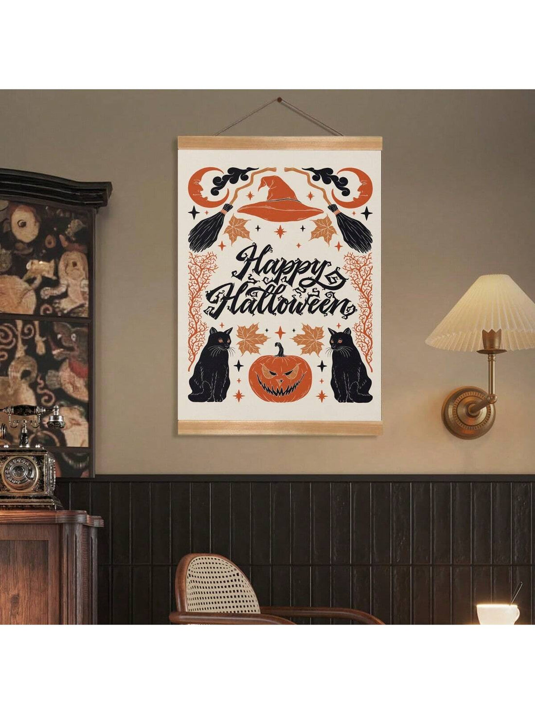 Elevate your Halloween décor with this Spooktacular Canvas Wall Art, designed to withstand the elements thanks to its waterproof construction. Featuring a vibrant, festive mural framed for easy display, it brings a professional touch to your fall celebrations. Durable and visually striking, this piece is perfect for both indoor and outdoor use, ensuring your seasonal ambiance lasts throughout the spooky season.