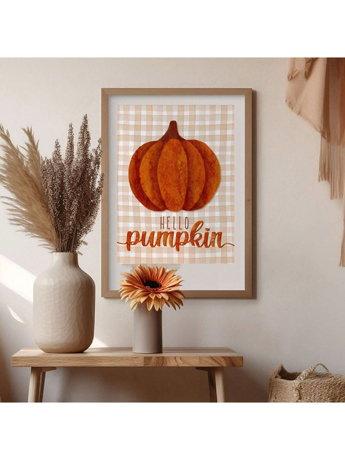 Elevate your fall decor with this Modern Abstract Hello Pumpkin Canvas Art, designed to blend contemporary style with seasonal charm. Its bold, abstract pumpkin motif adds a sophisticated touch to Halloween and farmhouse-themed interiors, creating a warm and inviting atmosphere. Crafted for durability and vibrant color retention, this canvas art serves as a striking wall accent that complements any autumn setting with expert flair.