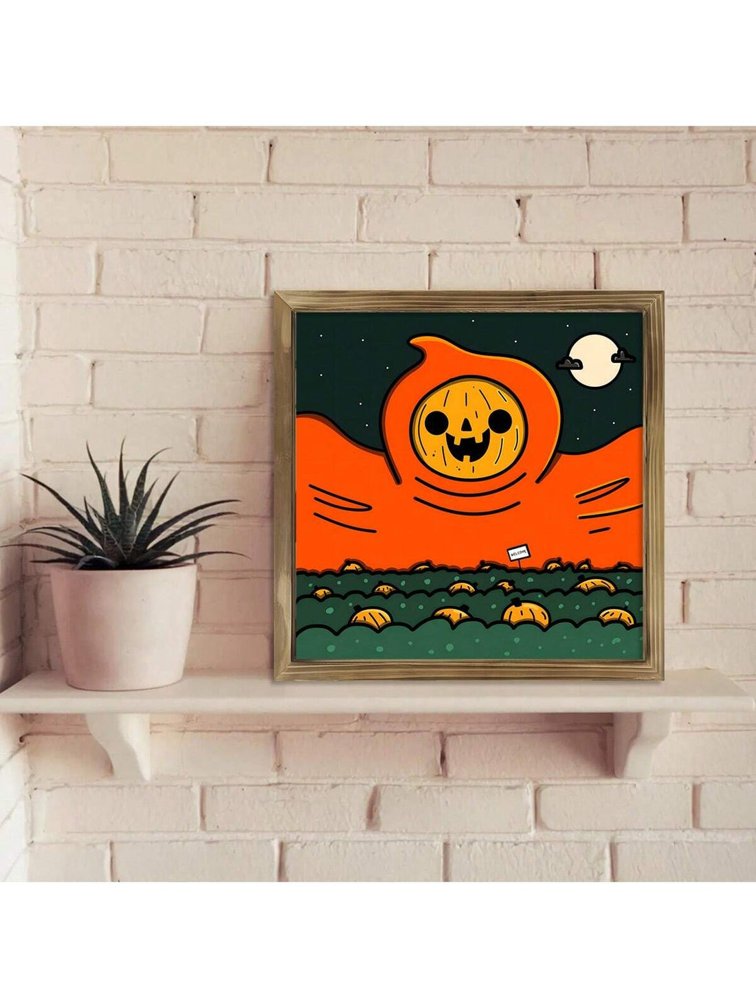 Celebrate the charm of autumn with this Cute Pumpkin Spirit Art Print, expertly framed to enhance your Halloween decor. Perfect for creating a cozy fall atmosphere, this art piece blends festive spirit with warm, inviting aesthetics. Its detailed design and quality framing make it an ideal addition to any seasonal display, bringing a touch of whimsy and comfort to your home.
