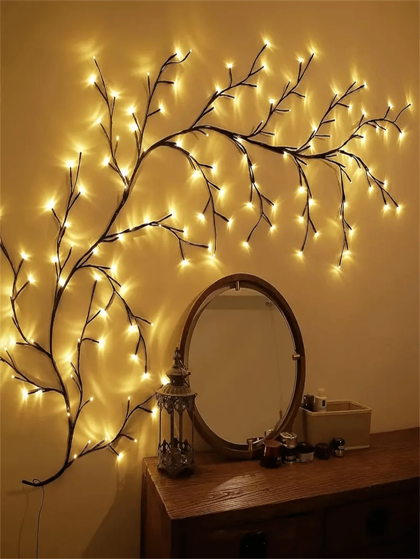 Flexible willow lights powered by power bank, TV, laptop, or USB port.