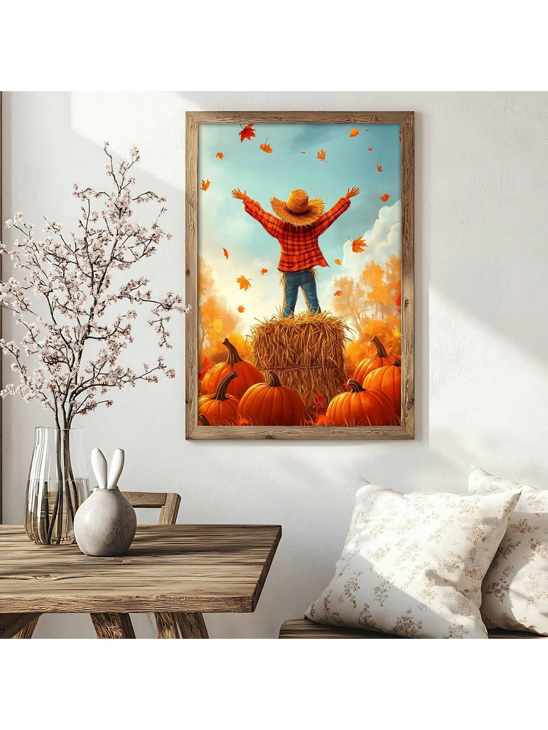 Elevate your seasonal decor with this Modern Frameless Scarecrow Canvas Art, designed to bring a contemporary touch to traditional fall themes. Its frameless design offers a sleek, minimalist look that fits seamlessly in any home or office setting. Crafted for versatility, this piece makes an ideal gift for those who appreciate subtle yet festive accents. Durable and easy to hang, it enhances autumn ambiance without overwhelming your existing decor. Perfect for adding warmth and seasonal charm with expert s