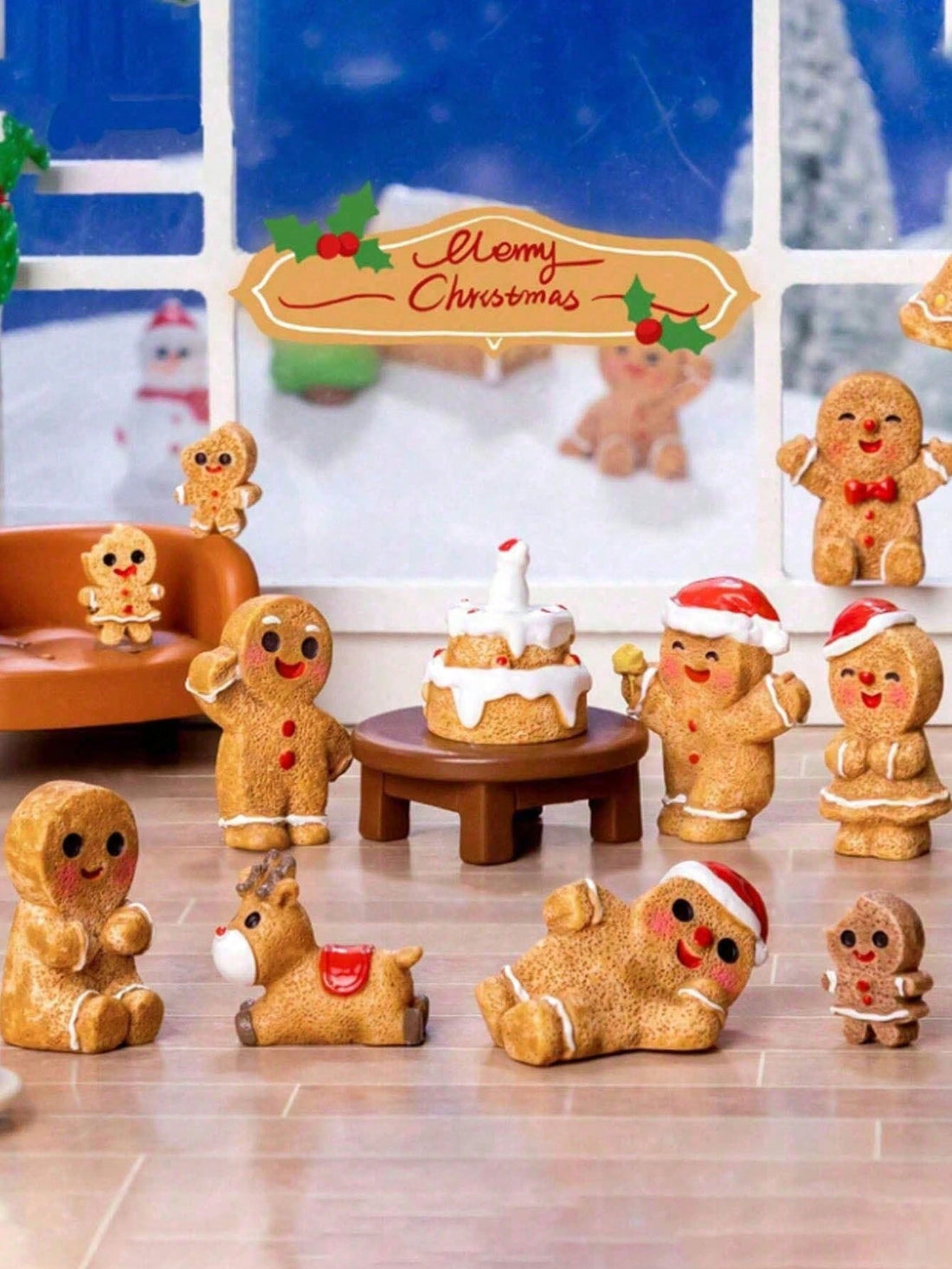 Transform your holiday spaces with this charming 5-piece gingerbread man decoration set. Each intricately designed piece captures the warmth and nostalgia of traditional Christmas craftsmanship, perfect for adorning your tree, mantelpiece, or creating festive displays throughout your home. The collection combines classic gingerbread aesthetics with durable construction, ensuring these decorations become cherished seasonal staples year after year. Ideal for those seeking to infuse their holiday décor with ti