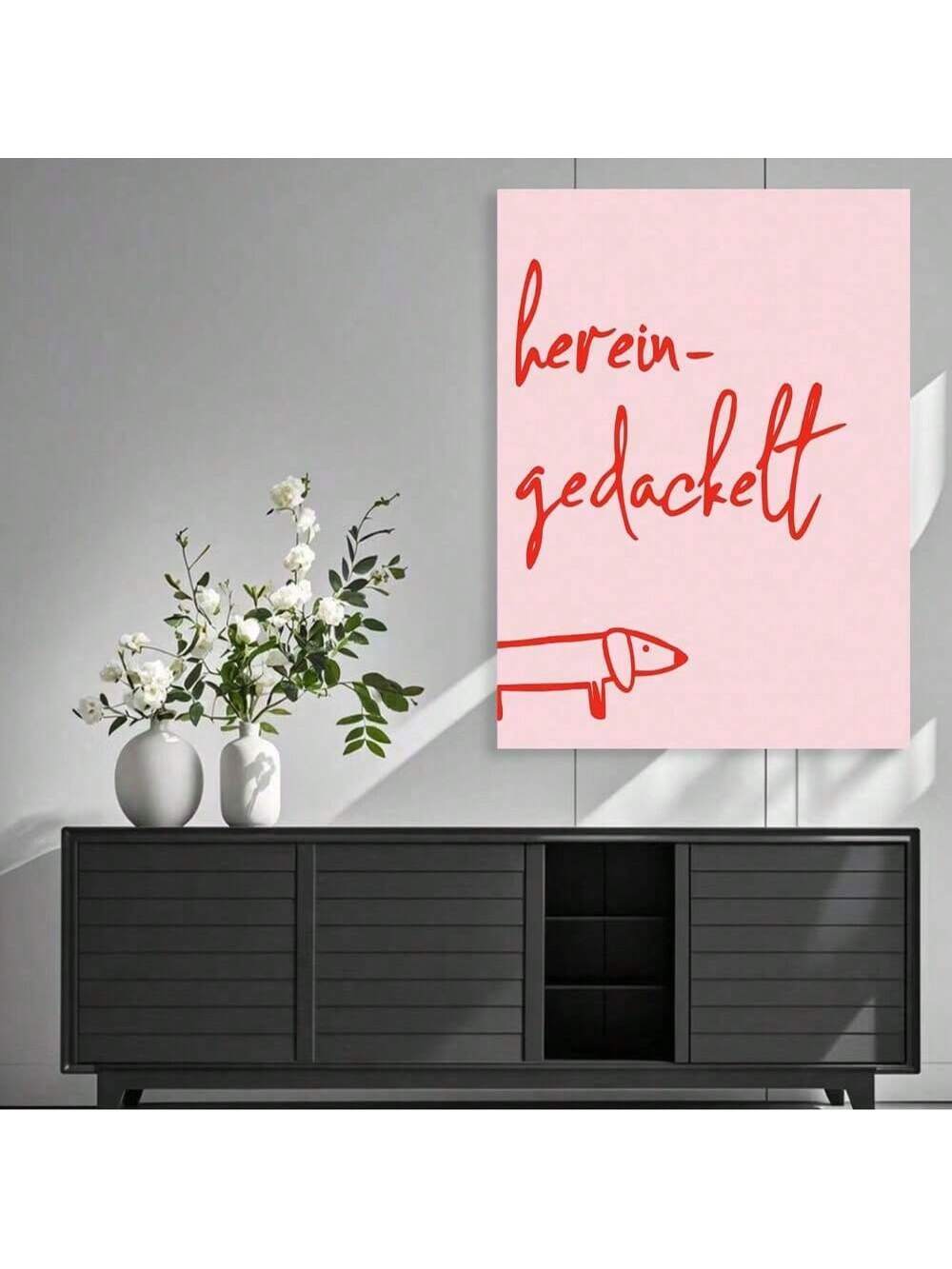Elevate your bedroom decor with this Modern Pink Abstract Sausage Dog Oil Painting Poster. Featuring a stylish and contemporary design, this canvas wall art adds a unique artistic touch while complementing modern interiors. Its vibrant pink hues and abstract form create a focal point that enhances the ambiance, making it an ideal choice for those seeking sophisticated and playful decoration. Crafted to bring both charm and elegance, this poster transforms any space into a refined and inviting environment.