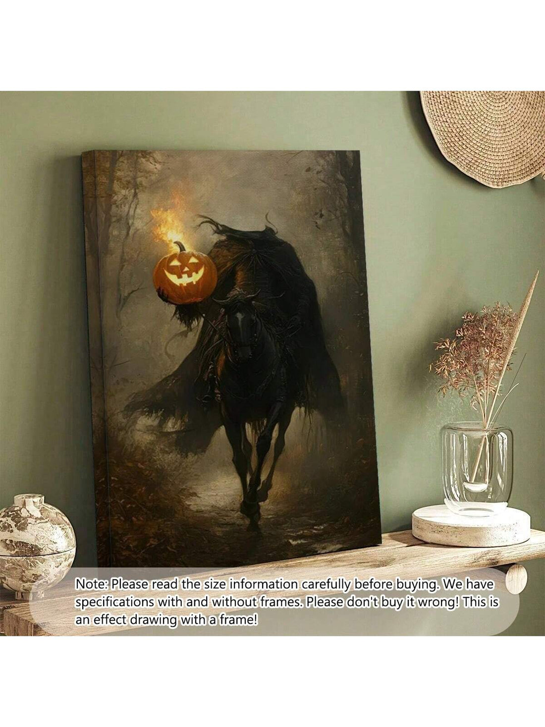 Capture the eerie essence of Halloween with this Headless Horseman Gothic oil painting. Printed on high-quality vintage-style canvas, this artwork brings a hauntingly authentic atmosphere to your seasonal decor. Its detailed brushwork and dark, moody tones evoke classic gothic horror, making it an ideal centerpiece for creating a spooky ambiance. Perfect for collectors and enthusiasts of gothic art, this canvas print adds a timeless, chilling touch to any room during the Halloween season.