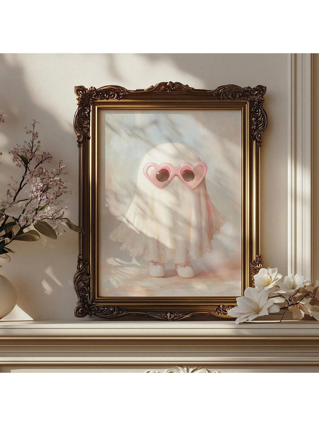 Add a playful and charming vibe to your space with this Cute Ghost Print Halloween Wall Art. Featuring a whimsical pink design, it blends festive spirit with aesthetic appeal, perfect for creating a cozy and unique atmosphere in any room. Ideal for those who appreciate subtle holiday decor with a creative twist.