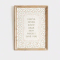 Vintage love quote canvas with pastel flowers and sage green botanical border