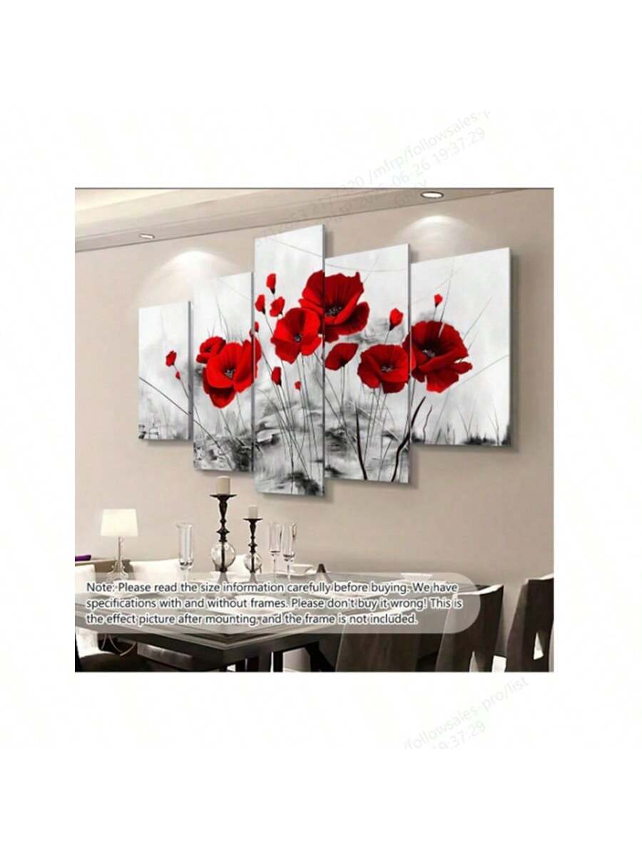 Enhance your living space with this set of 5 frameless floral canvas posters, designed to bring a modern and elegant touch to any room. Crafted for year-round appeal, these artworks feature vibrant floral designs that complement diverse decor styles. Their frameless construction offers a sleek, contemporary look while making installation simple. Perfect as a thoughtful gift, this collection adds a refined aesthetic to homes, offices, or studios, elevating the ambiance with timeless botanical beauty.