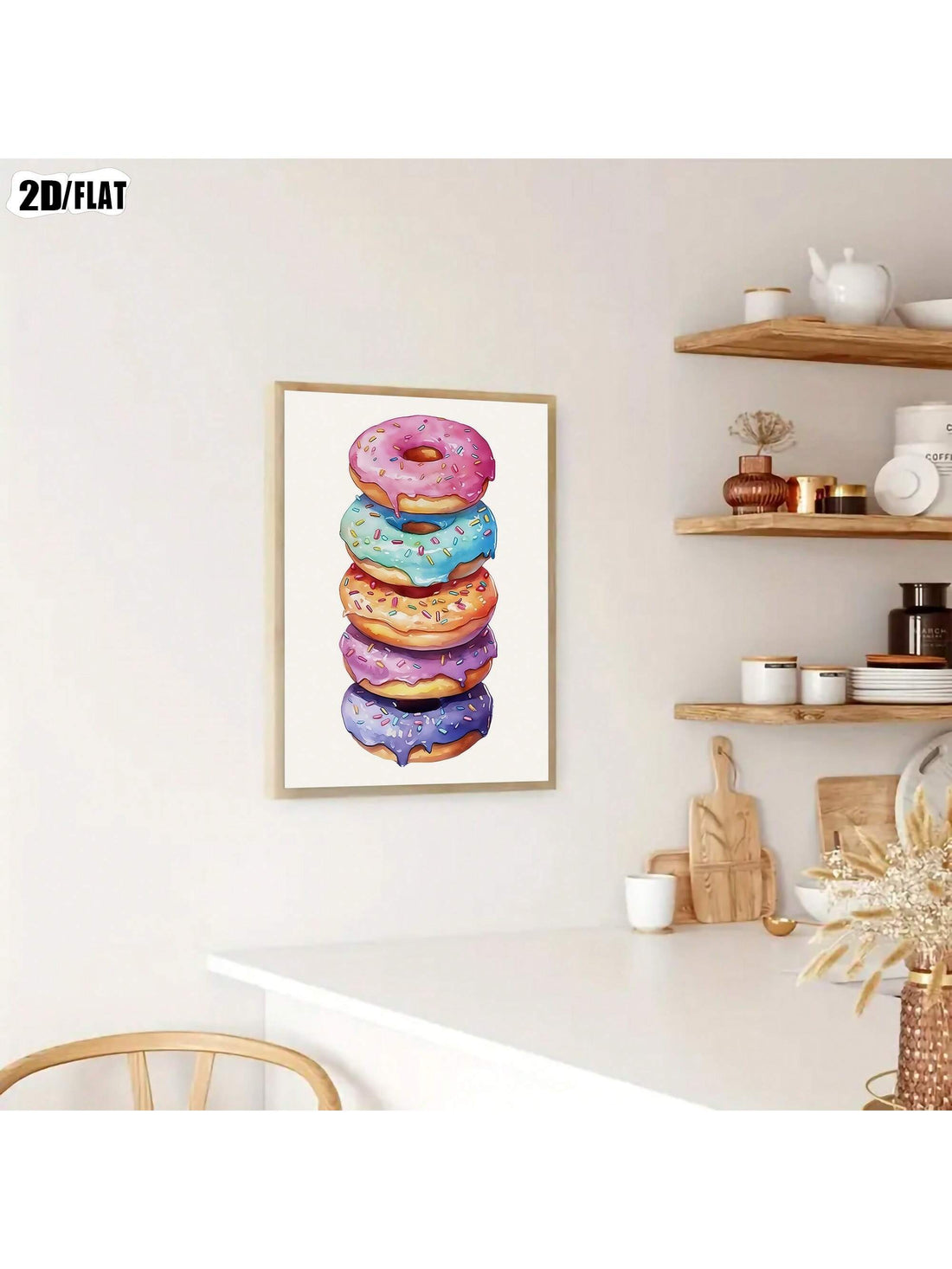 Add a playful yet sophisticated accent to your living or workspace with this Whimsical Doughnut Canvas Art. Crafted to complement modern interiors, this piece brings a lighthearted charm while maintaining a sleek aesthetic. Its vibrant colors and clean design make it an ideal focal point that enhances creativity and mood without overwhelming your décor. Perfect for those seeking a unique blend of fun and style in their environment.