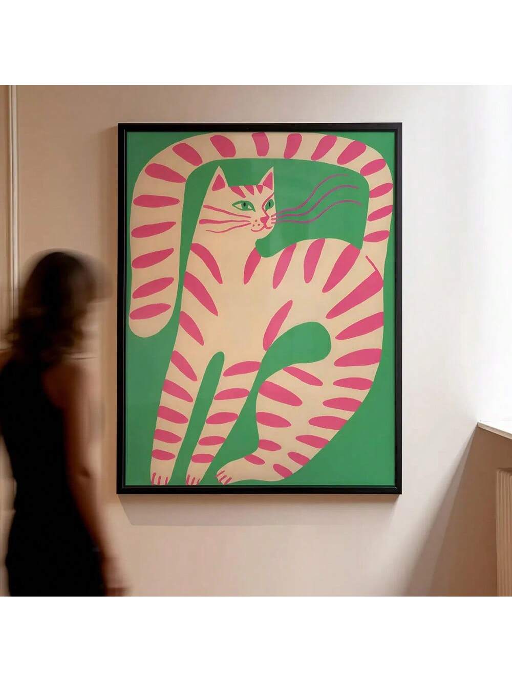 Celebrate the charm of feline whimsy with this Playful Cat Wall Art Print. Designed for cat enthusiasts and contemporary nursery settings, this unframed maximalist canvas features bold colors and lively composition, adding a sophisticated yet fun accent to any space. Its vibrant design stimulates visual interest and complements modern interiors, making it a perfect choice for those who appreciate art that combines personality and style.