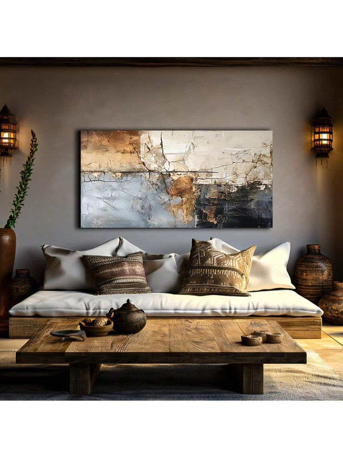 Elevate your space with this Modern Abstract Crack Wall Art Print, featuring a rustic canvas design that adds texture and depth to any room. Perfect for homes, dorms, or offices, this piece blends contemporary abstract style with a natural, weathered look to create a sophisticated yet inviting atmosphere. Its versatile aesthetic complements various decor themes, making it an expert choice for enhancing your environment with subtle artistic flair.