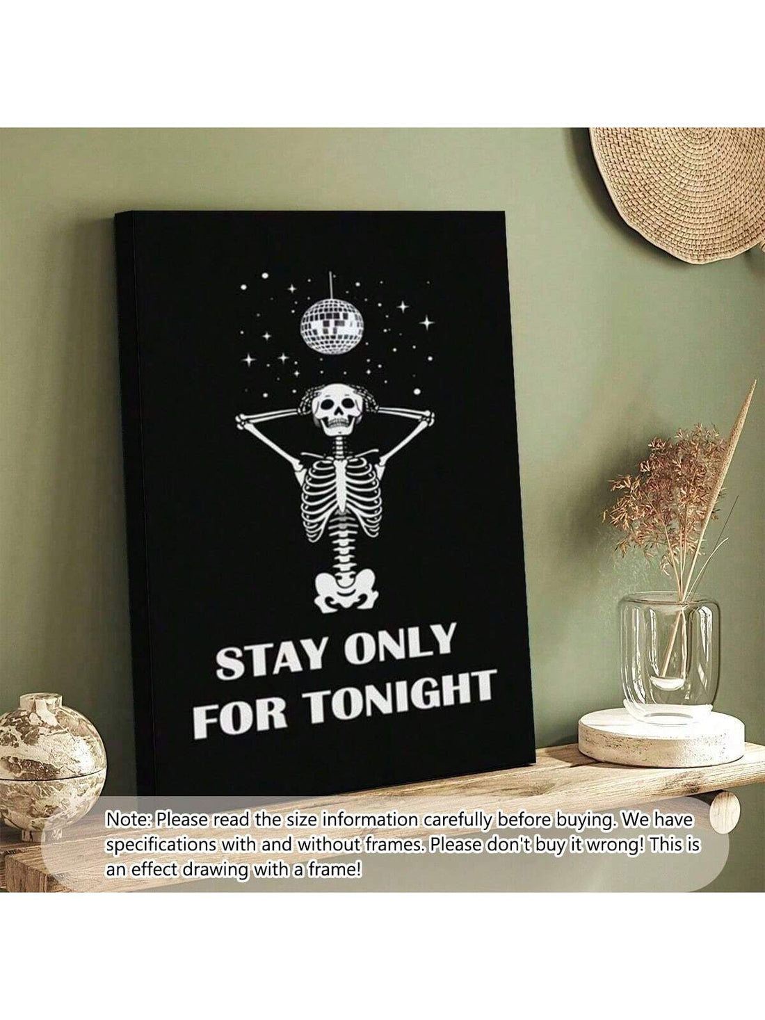 Add a unique vintage flair to your modern home with this Disco Skeleton Canvas Art. Featuring a lively skeleton in disco style, this unframed piece captures the spirit of Halloween with a retro twist. Its versatile design complements contemporary interiors while adding a playful, seasonal touch. Perfect for those who appreciate distinctive, thematic decor that stands out without overwhelming your space.