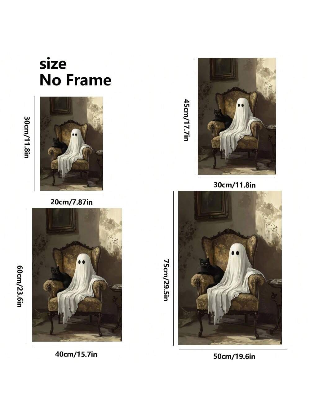 Elevate your Halloween decor with this sophisticated canvas art featuring a graceful ghost and a sleek black cat. Designed to blend spooky charm with refined style, it adds a tasteful seasonal touch to any room. Crafted with high-quality materials, this artwork ensures lasting vibrancy and elegance, making it a perfect choice for those who appreciate subtle yet impactful holiday decorations.