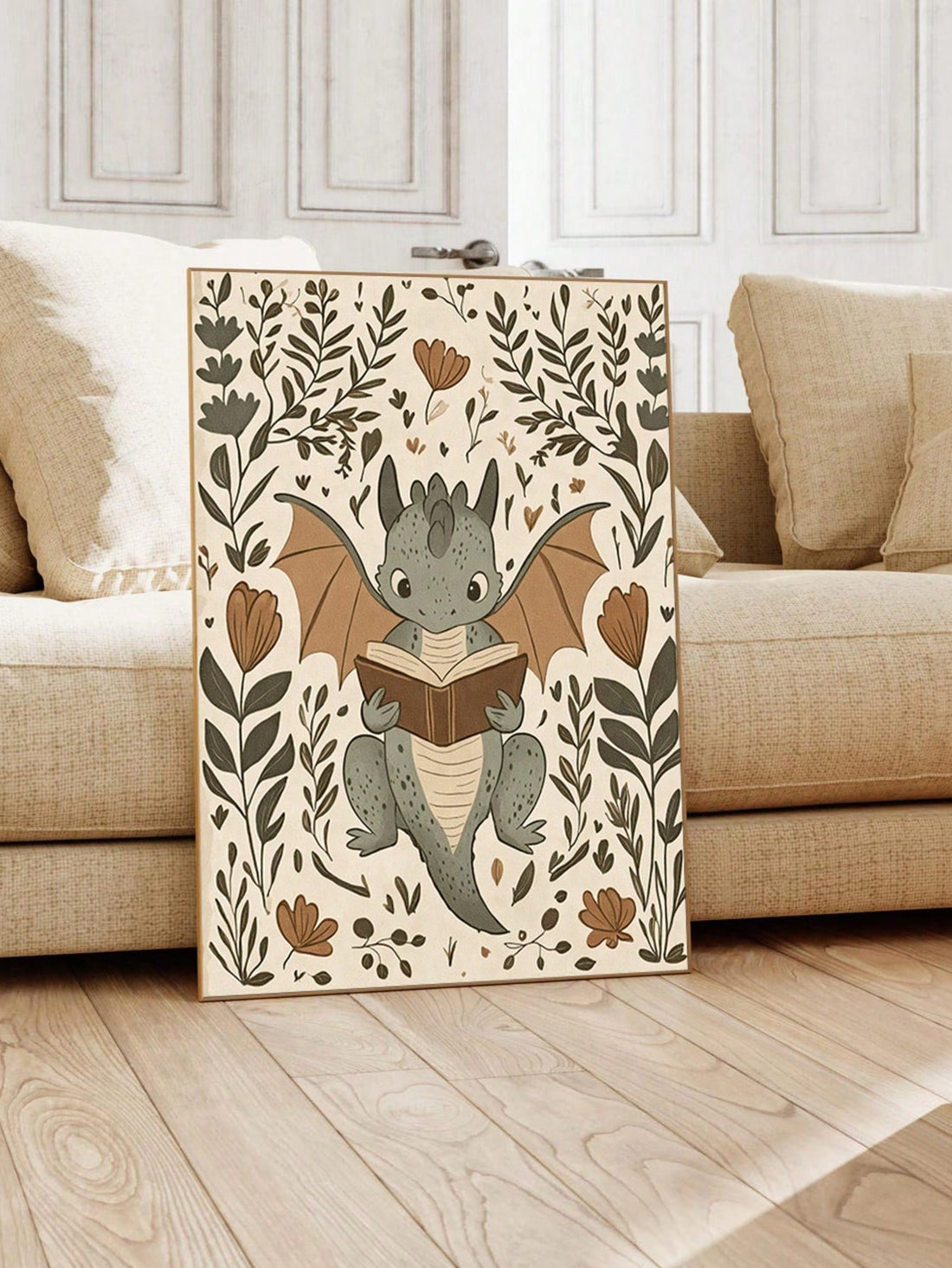 Add a touch of magic to your nursery or home with this whimsical frameless dragon art print. Featuring a charming dragon engrossed in a book, this digital download brings a playful yet sophisticated element to any space. Perfect for inspiring imagination and creating a cozy atmosphere, it’s an easy-to-access piece that complements a variety of decor styles without overwhelming the room.