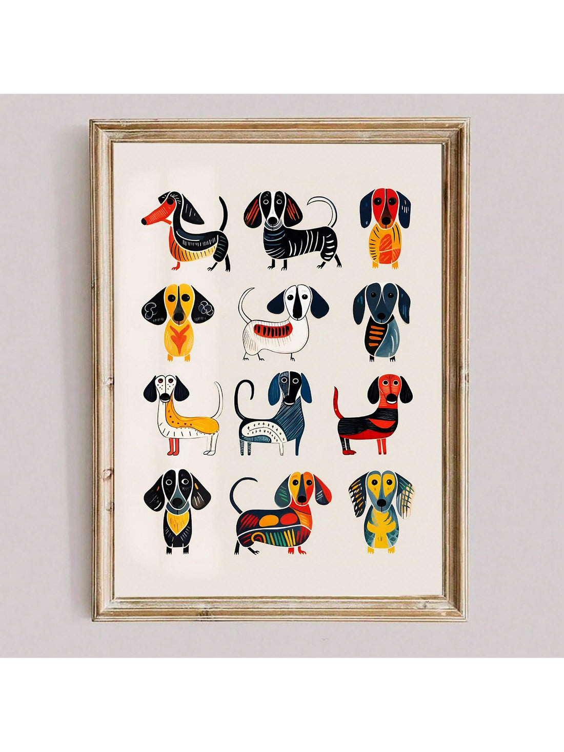 Celebrate your love for dachshunds with this vibrant frameless wall art print. Crafted on high-quality canvas, it brings a modern, artistic touch to any room. The vivid colors enhance your space instantly, making it perfect for dog lovers seeking stylish décor that reflects their passion. Easy to hang and maintain, this piece combines aesthetic appeal with lasting durability. Ideal for enriching living rooms, bedrooms, or offices with a unique canine-inspired statement.