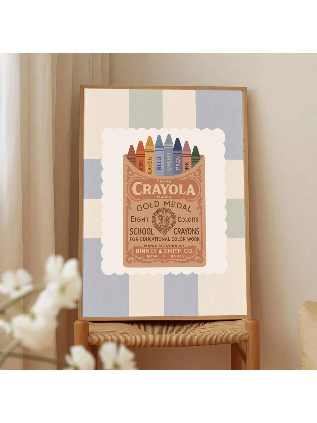 This minimalist unframed crayon nursery poster offers a clean, modern aesthetic ideal for children's rooms, playrooms, or bedrooms. Its simple design encourages imagination while complementing various decor styles without overwhelming the space. Lightweight and easy to frame, it allows for flexible display options, making it a practical and stylish addition to your child’s environment.