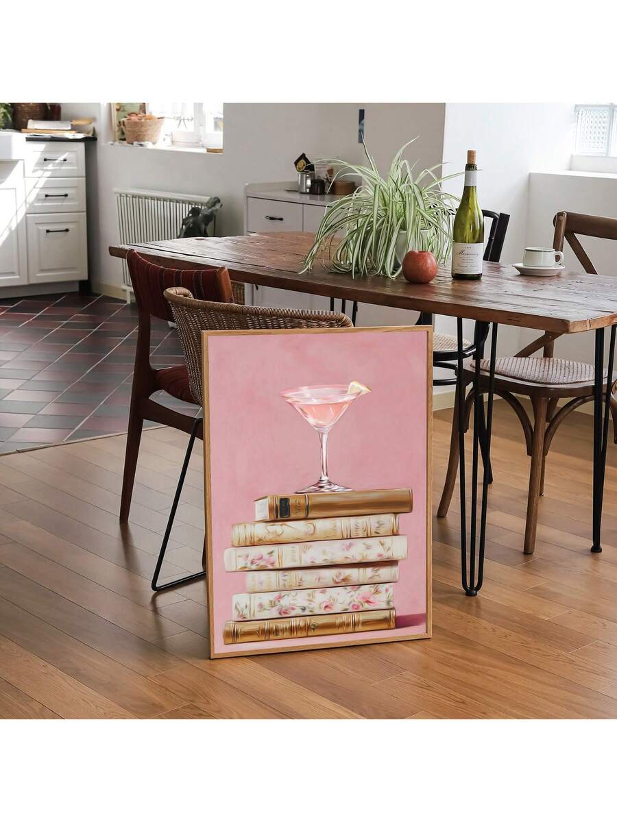 Cocktail wall art canvas with visible texture