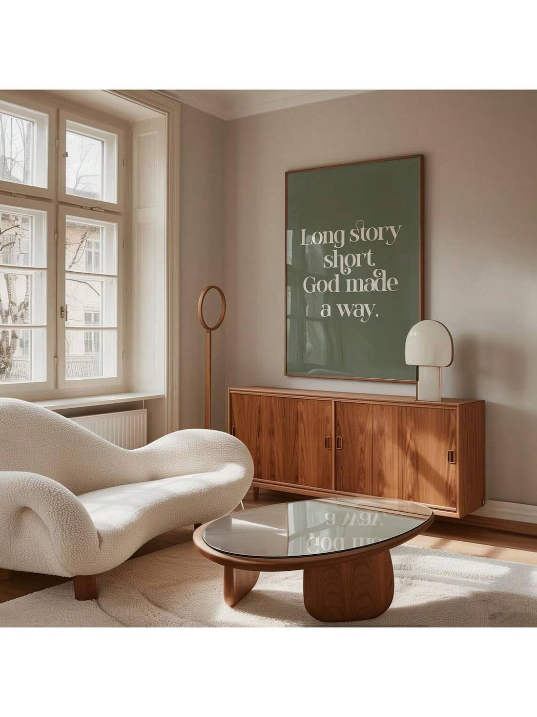 Bring spiritual inspiration into your living space with this minimalist canvas print featuring the powerful message "God Made A Way."