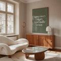 Long Story Short God Made A Way Christian Canvas poster in green. A meaningful faith inspired design for bedrooms, prayer spaces, and home decor.