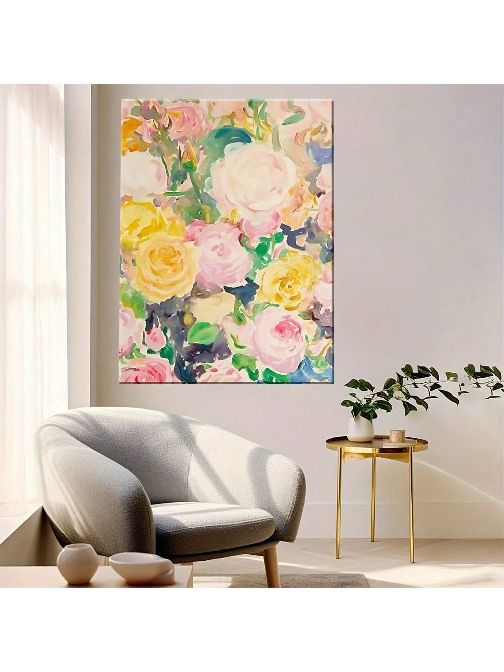 Elevate your living space with this vibrant floral canvas wall art featuring elegant roses, expertly printed on high-quality canvas and framed in durable wood. Its rich colors and refined design bring a sophisticated touch to any room, making it an ideal choice for stylish home decor. The sturdy wooden frame ensures lasting beauty and easy installation, enhancing your environment with timeless floral elegance.