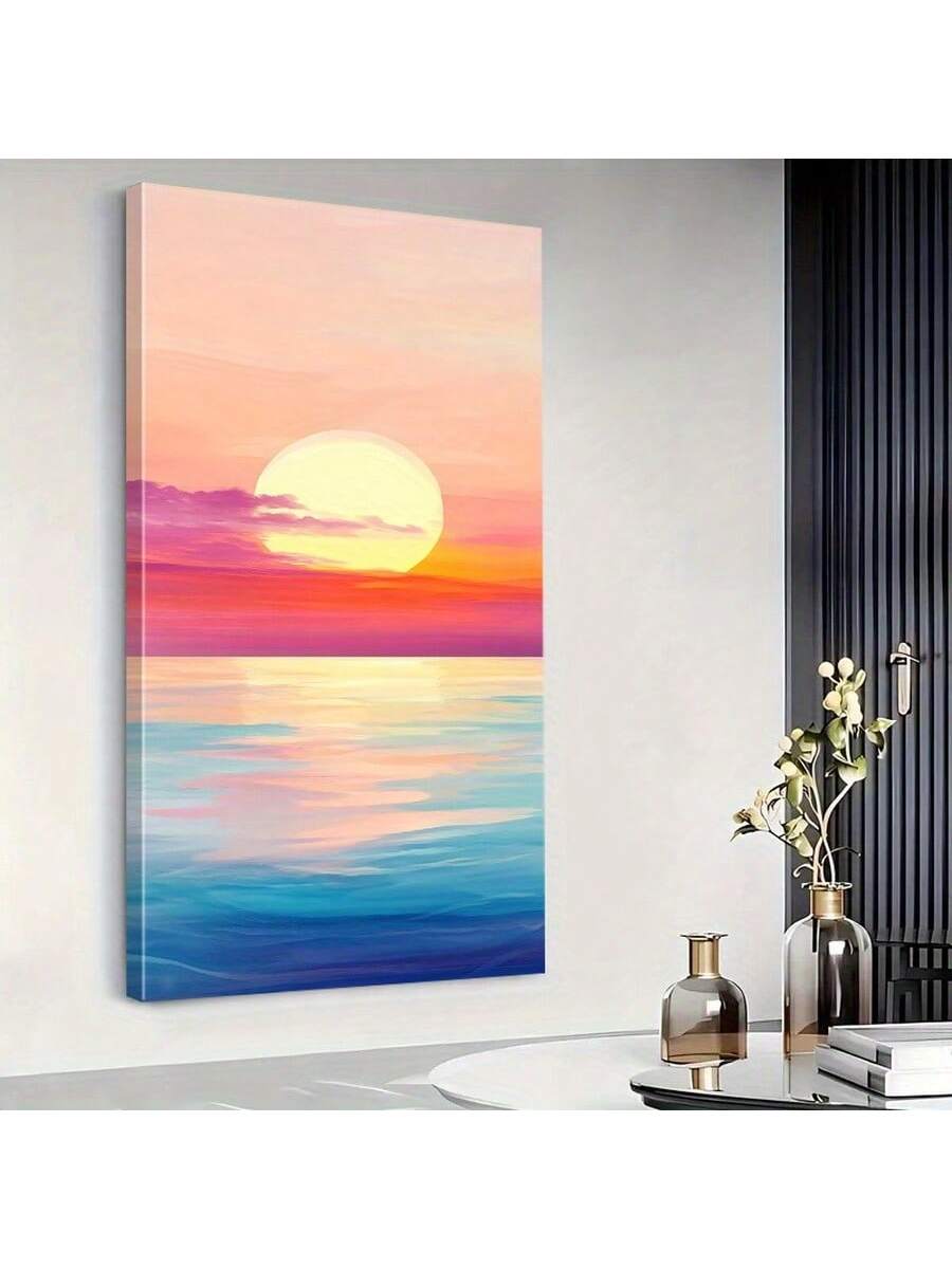Capture the serene beauty of dawn with this Vibrant Sunrise Over Calm Sea canvas wall art. Expertly framed, it brings a peaceful yet invigorating natural landscape into your modern living space. The vivid colors and tranquil scene create a calming atmosphere, perfect for enhancing any room’s ambiance with a touch of nature’s elegance.