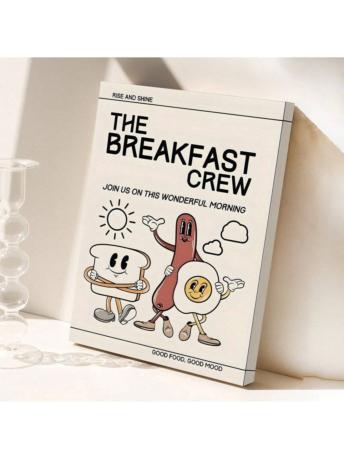 Celebrate morning cheer with the Whimsical Breakfast Crew Canvas Poster, a vintage-inspired kitchen art piece featuring charming cartoon characters of toast, sausage, and egg. This playful design adds a nostalgic yet lively touch to your culinary space, making it perfect for brightening breakfast nooks or dining areas. Crafted on durable canvas, it offers lasting quality and a unique conversation starter for guests who appreciate both art and a good meal.