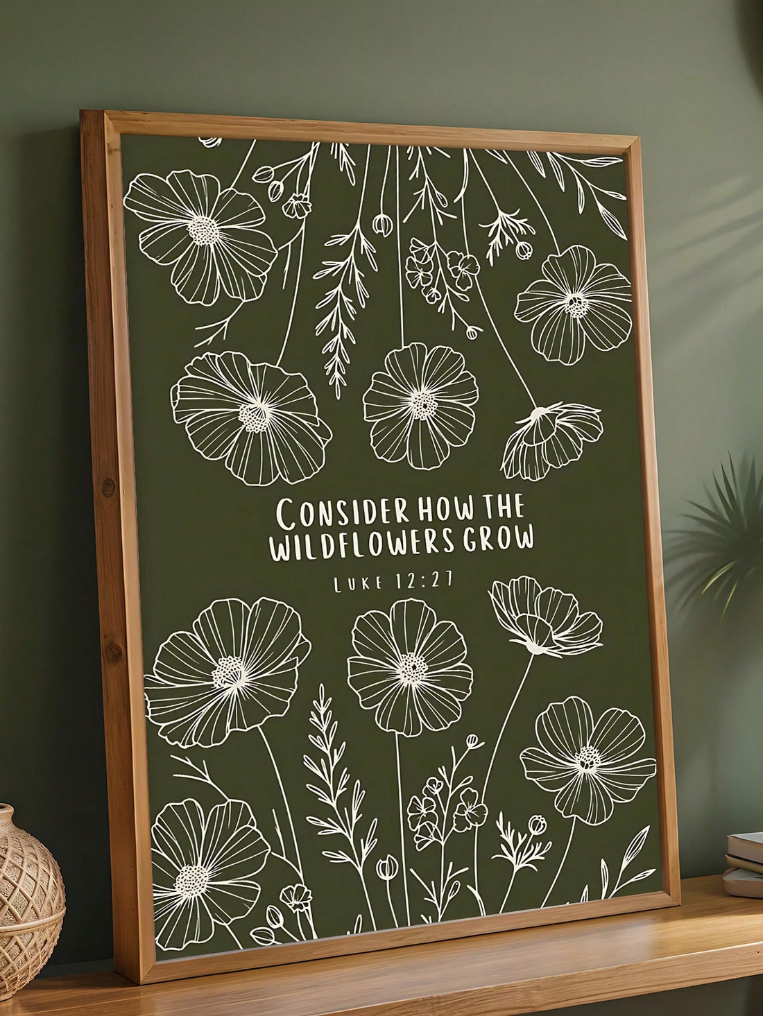 Transform your space with this captivating boho floral wall art, featuring delicate vintage botanical illustrations rendered in soothing sage green tones.